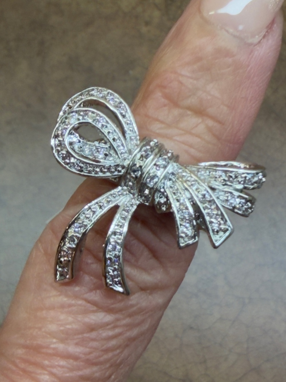 Silver Bow Crystal Ring - Women's Fashion Jewelry